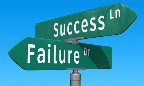 Street signs: Success Ln., Failure Dr.